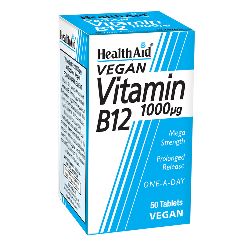 HealthAid Vitamin B12 (Cyanocobalamin) 1000ug - Prolong Release - 50 Tablets