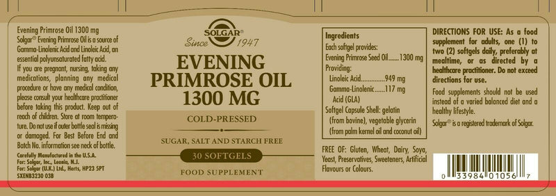 Solgar Evening Primrose Oil 1300mg 30 Tablets